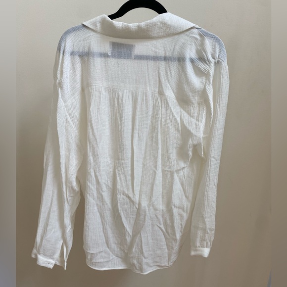 Brochu Walker The Finn Blouse wrap long sleeve crinkle gauze white Sz M/L - Picture 4 of 9